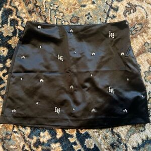 Abercrombie & Fitch Black Embellished Satin Mini Skirt